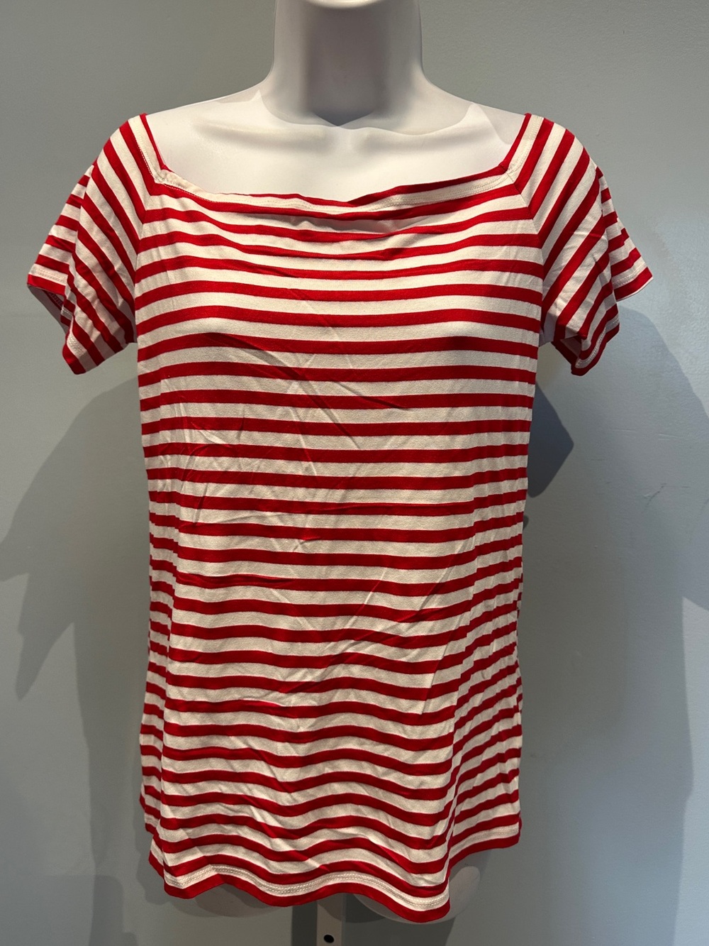 Red and White Striped Tee Shirt Medium